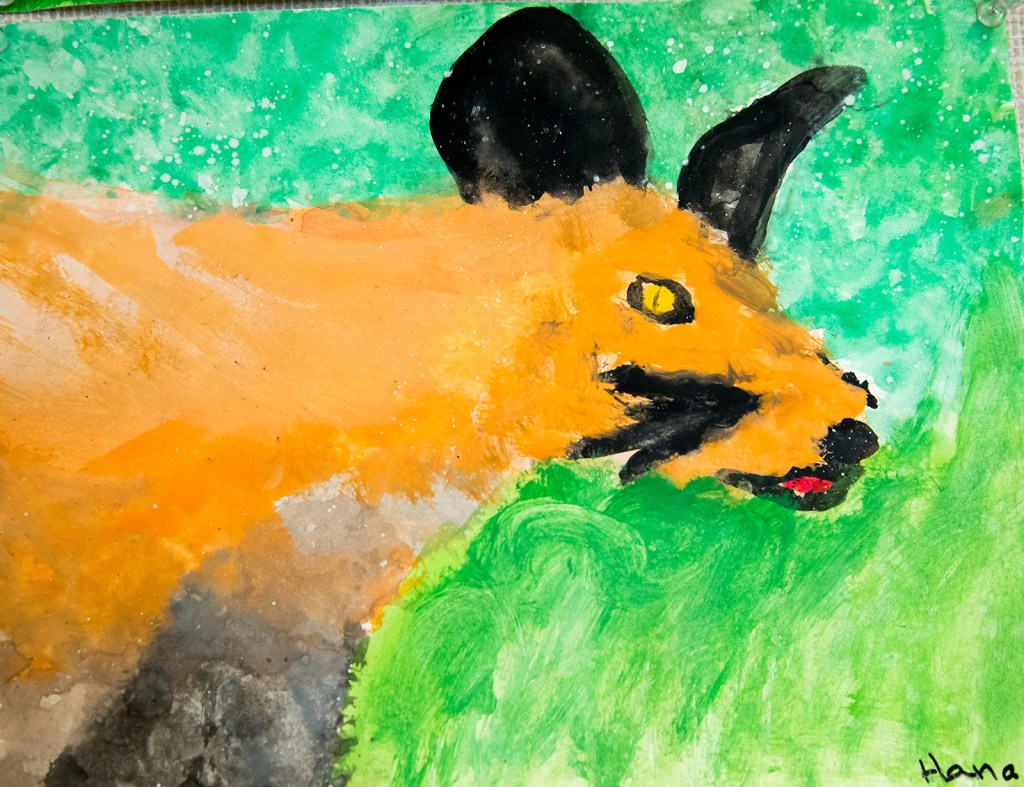 4th grade - Impressionist- (and subjective-) style animal painting representing a fox