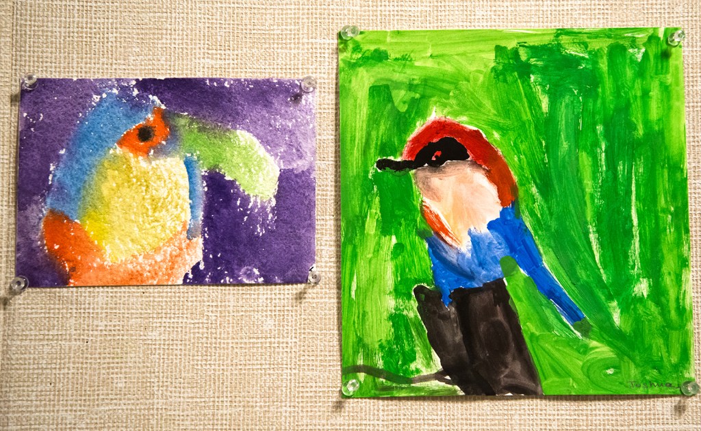 4th grade - Impressionist- (and subjective-) style animal paintings, one of a toucan, the other of a robin