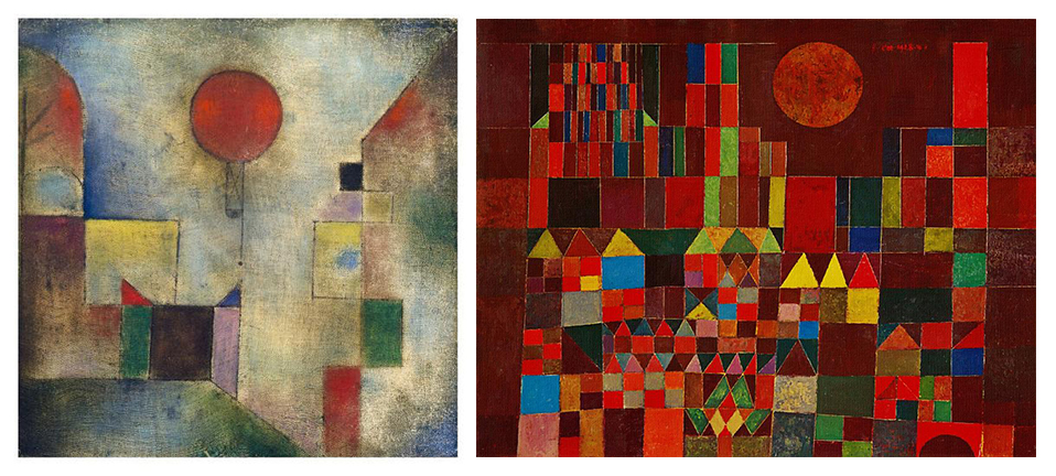 "The Red Balloon" and "Castle and Sun" from Paul Klee's magic square series