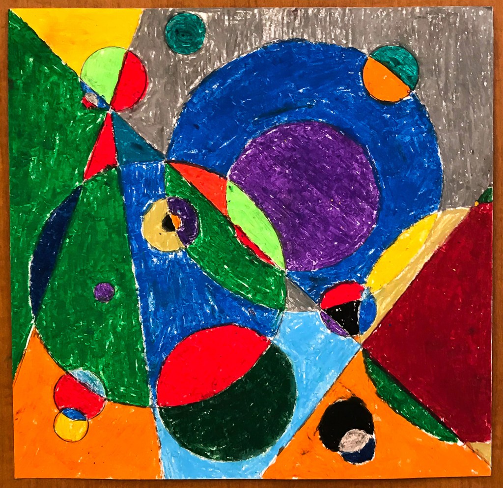 4th grade art - An Orphism-inspired oil pastel illustration