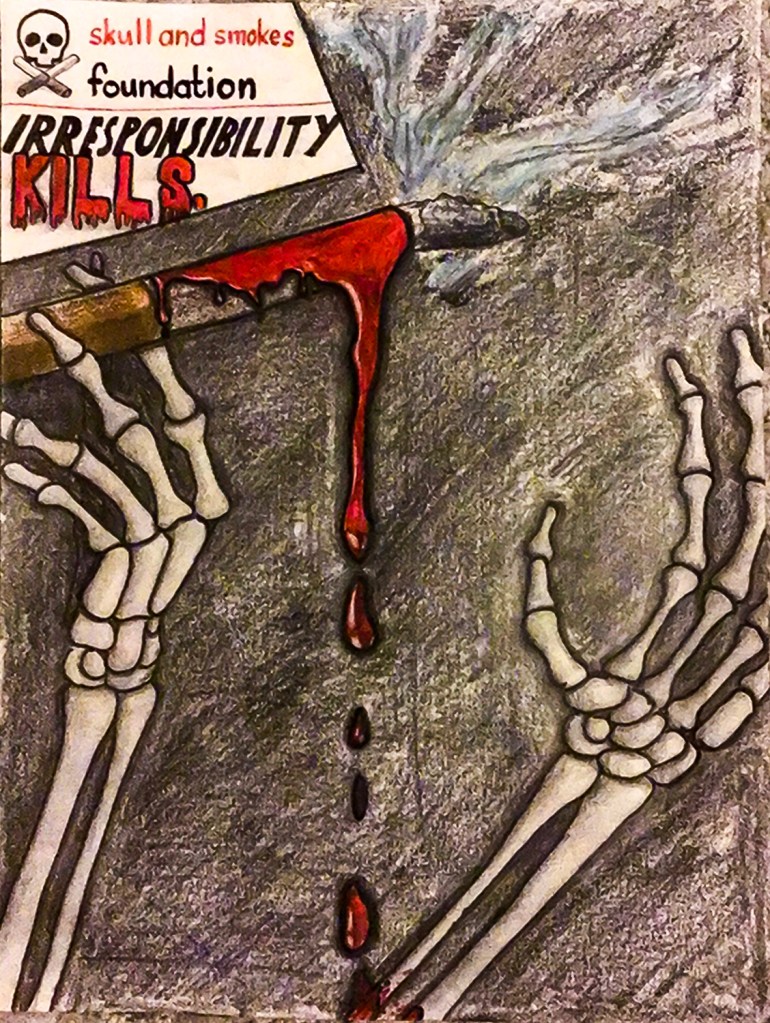 6th grade art lesson - Nonprofit organization advertisement against smoking