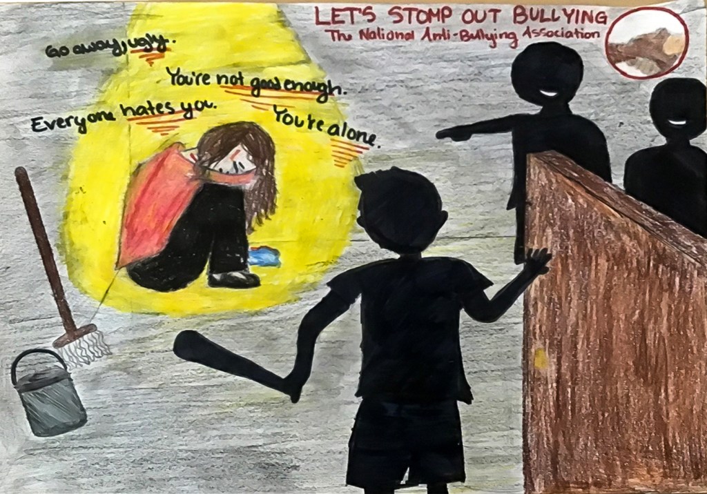 6th grade art lesson - Nonprofit organization advertisement against bullying