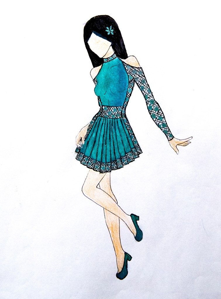 a party dress designed by a 7th grade student