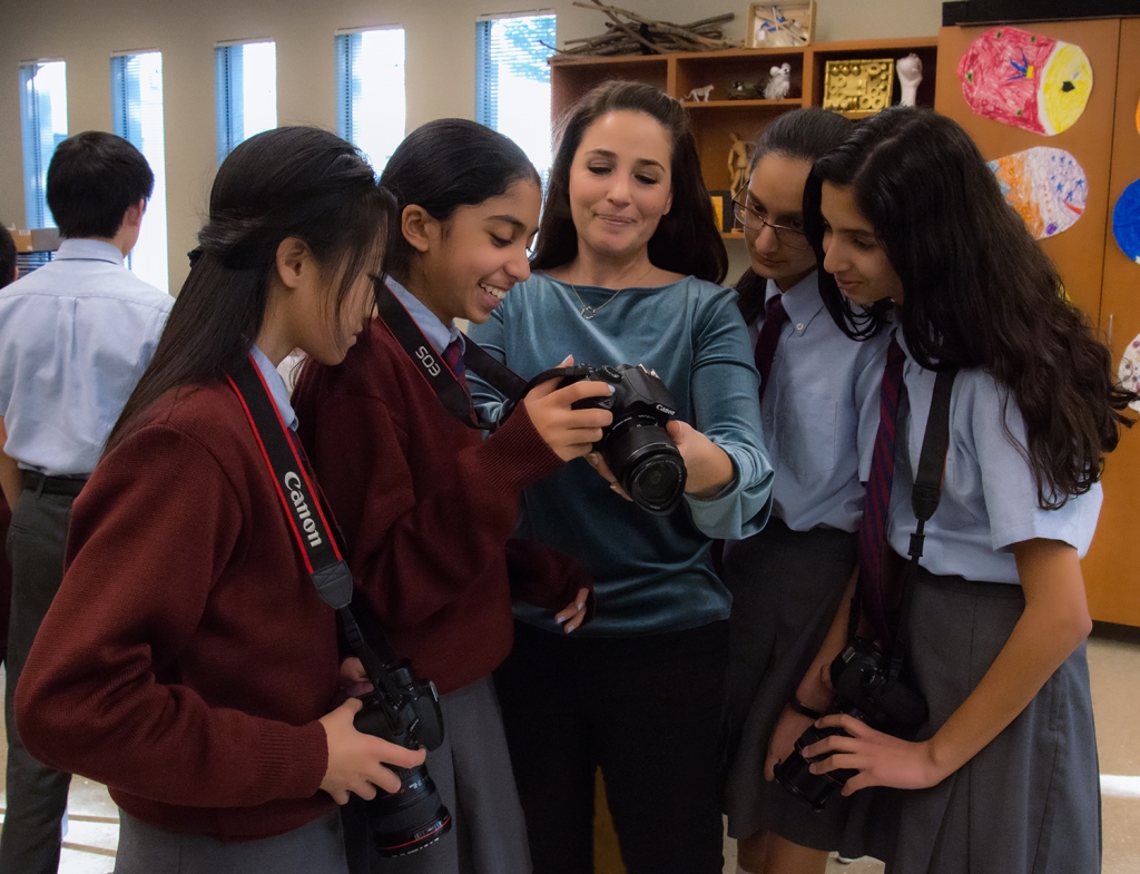 My 8th grade photography students & I (teacher Anita Sagastegui), as they learn to navigate their camera settings
