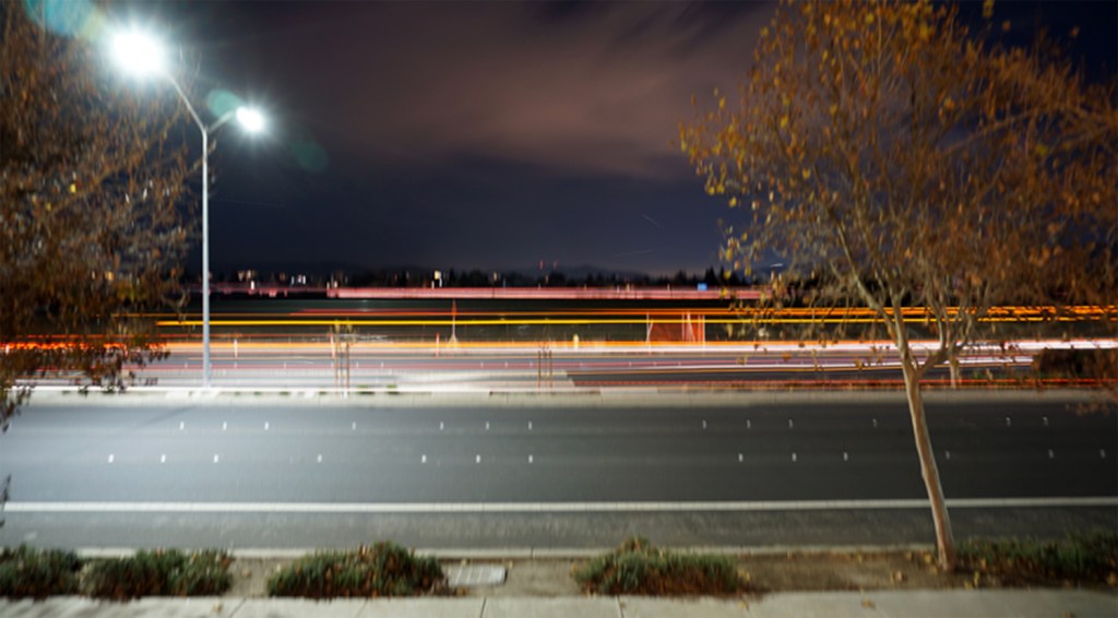 Students will sometimes take advantage of nighttime to take blurred shots of car lights, like this one by an 8th grade student