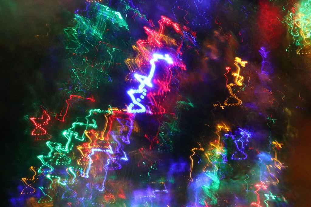Another image in which the student moves the camera to a slow shutter speed--colored lights abstract