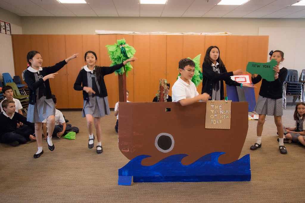 This group worked on a boat complete with ocean, and some palm trees.