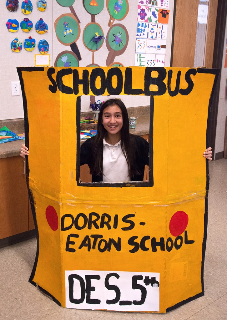 For a school musical, students needed to sing as if from out of the back of a school bus window.