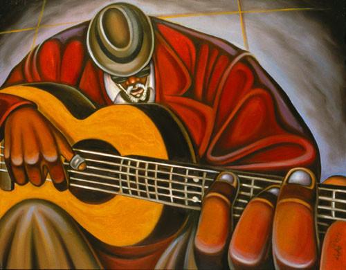 Cbabi Bayoc's painting Blues Man