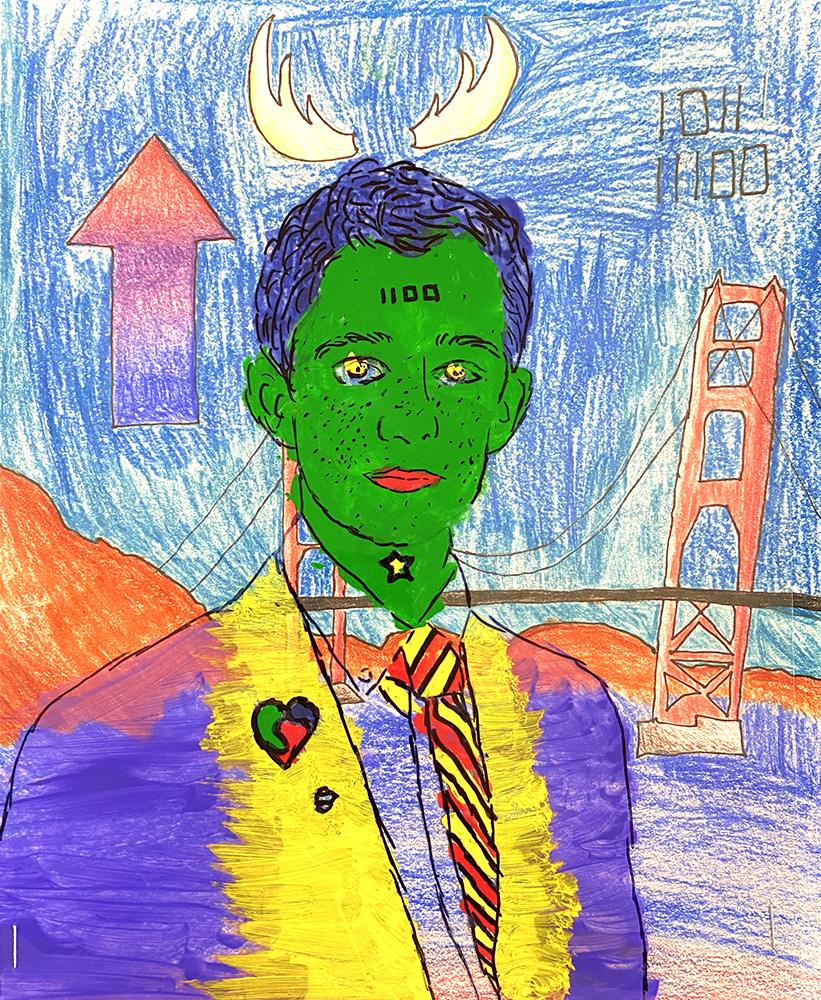 George Littlechild-inspired self-portrait by a 6th grade student. 