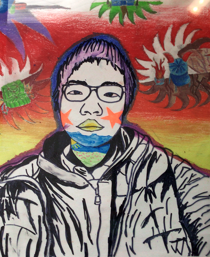 George Littlechild-inspired self-portrait by a 6th grade student. 