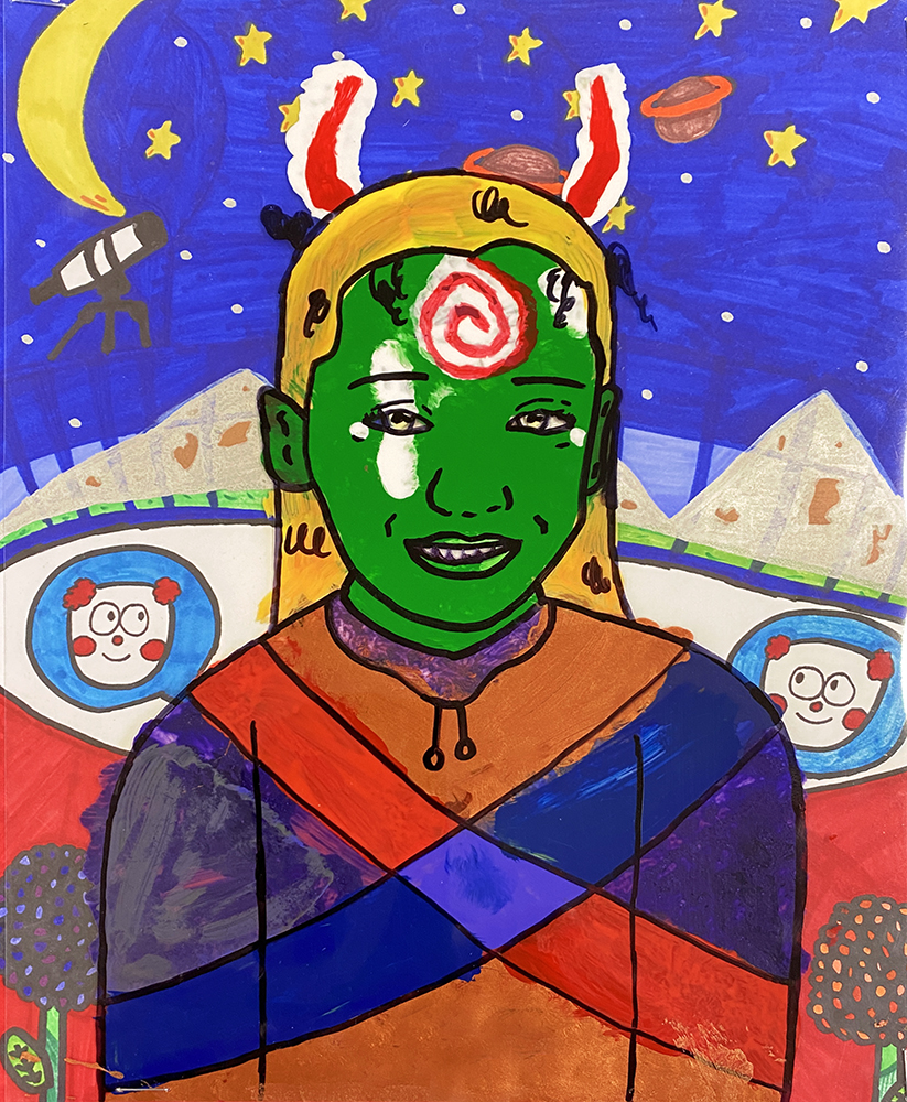 George Littlechild-inspired self-portrait by a 6th grade student. 