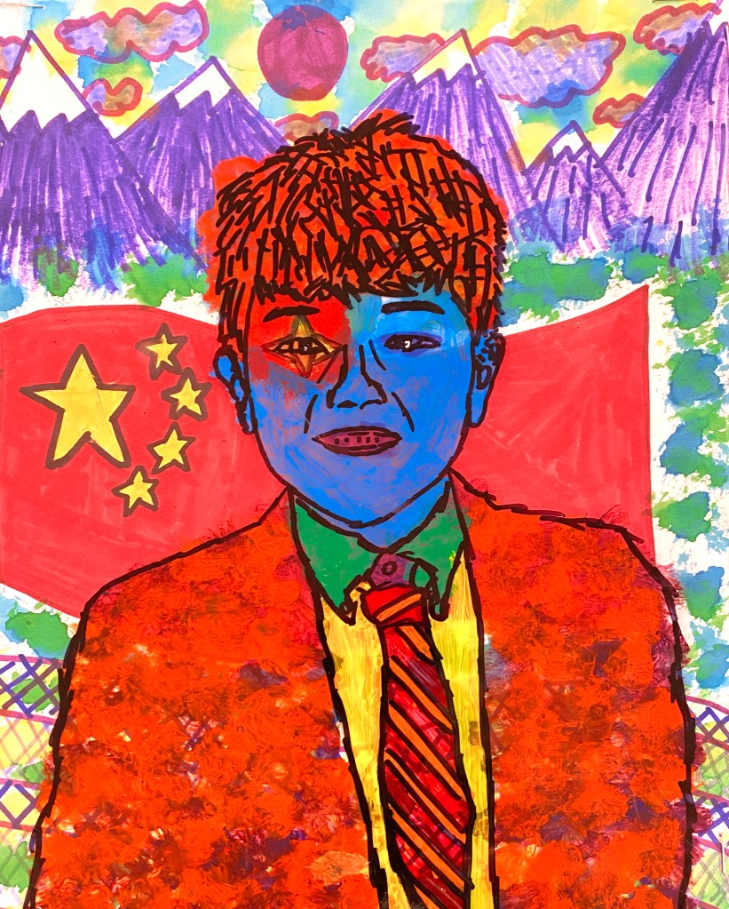 George Littlechild-inspired self-portrait by a 6th grade student. 