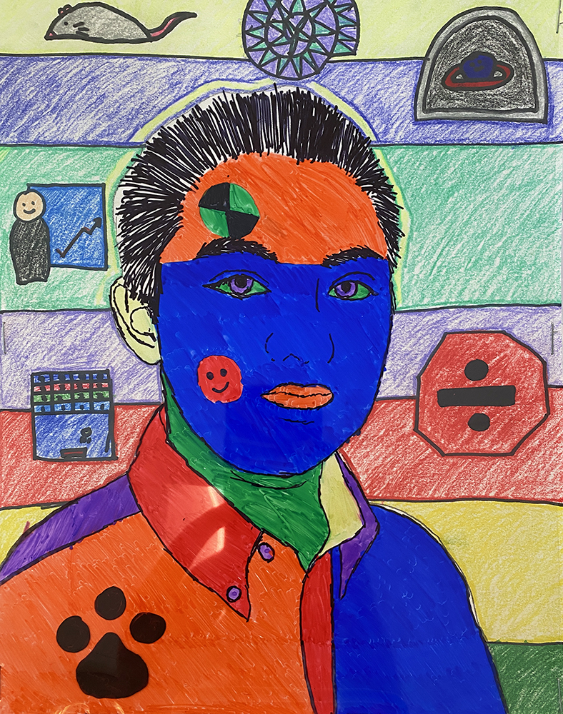 George Littlechild-inspired self-portrait by a 6th grade student. 