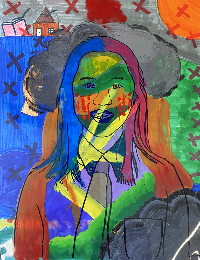 George Littlechild-inspired self-portrait by a 6th grade student. 