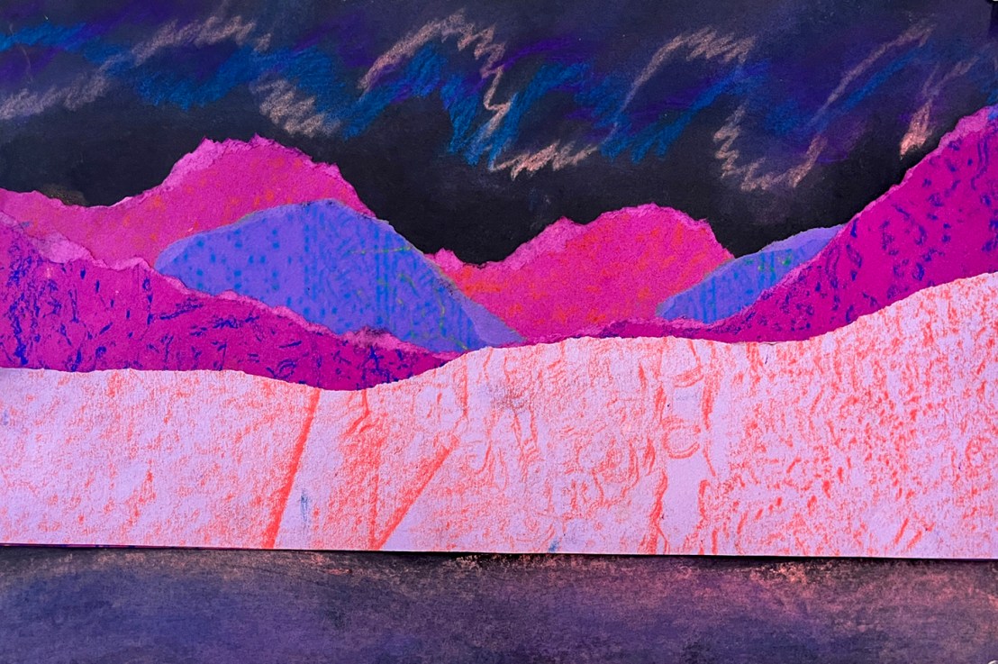 2nd Grade – Northern Lights Landscape emphasizing&nbsp;Texture