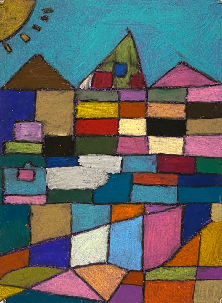 A finished example of a third grade student's magic square city