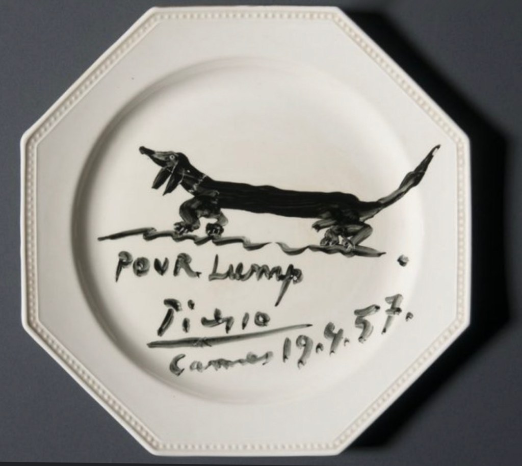 The famous little painting Picasso made for Lump to designate the dog's own dish