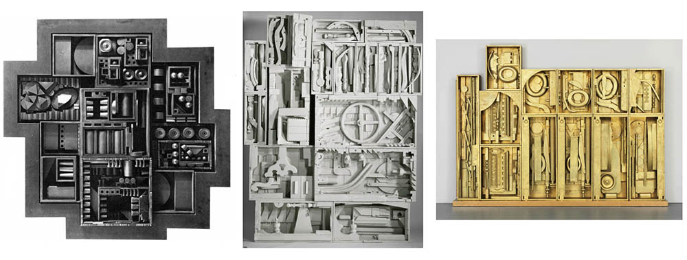 Three assemblage sculptures by Louise Nevelson