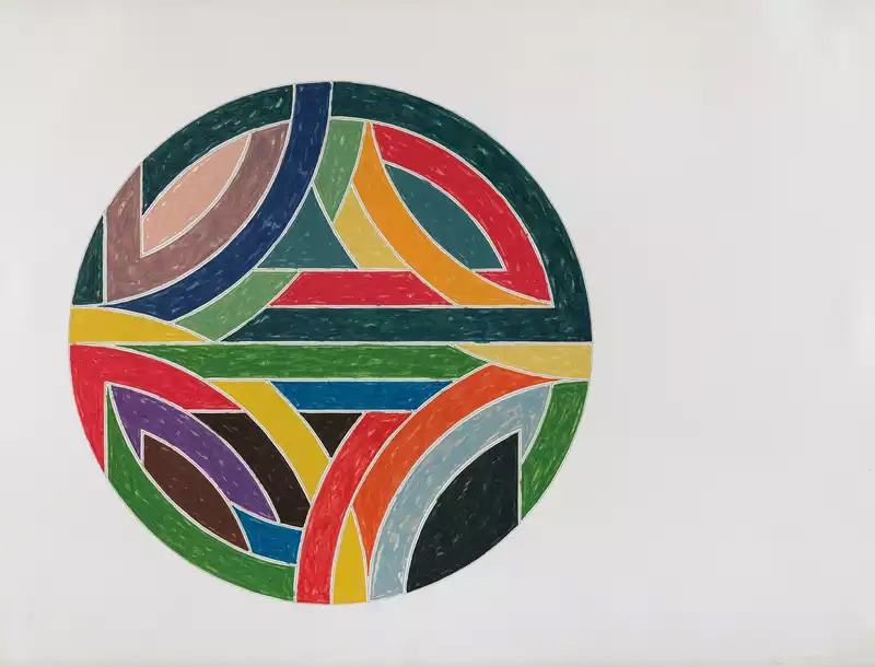 One of Frank Stella's paintings from the Protractor Series, Sinjerli Variation IV